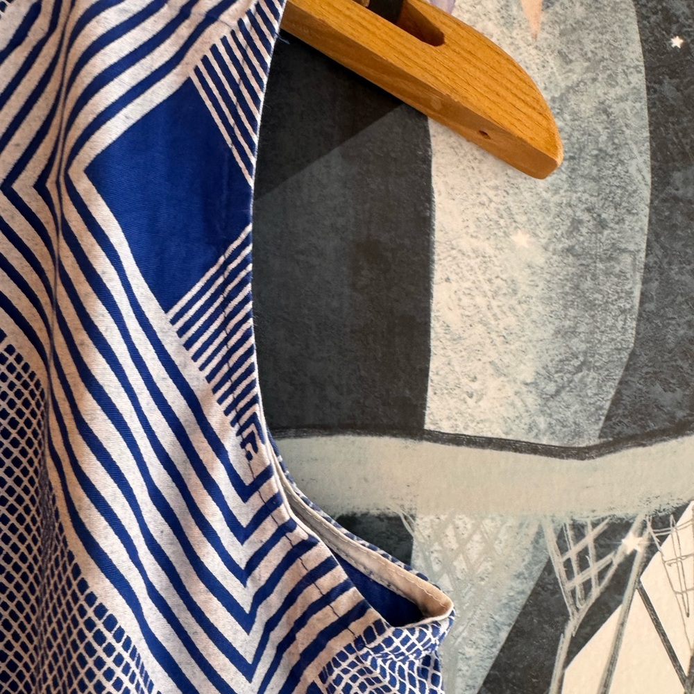 Rare Nooworks Blue and White Geometric Sleeveless Dress - Picture 8 of 8
